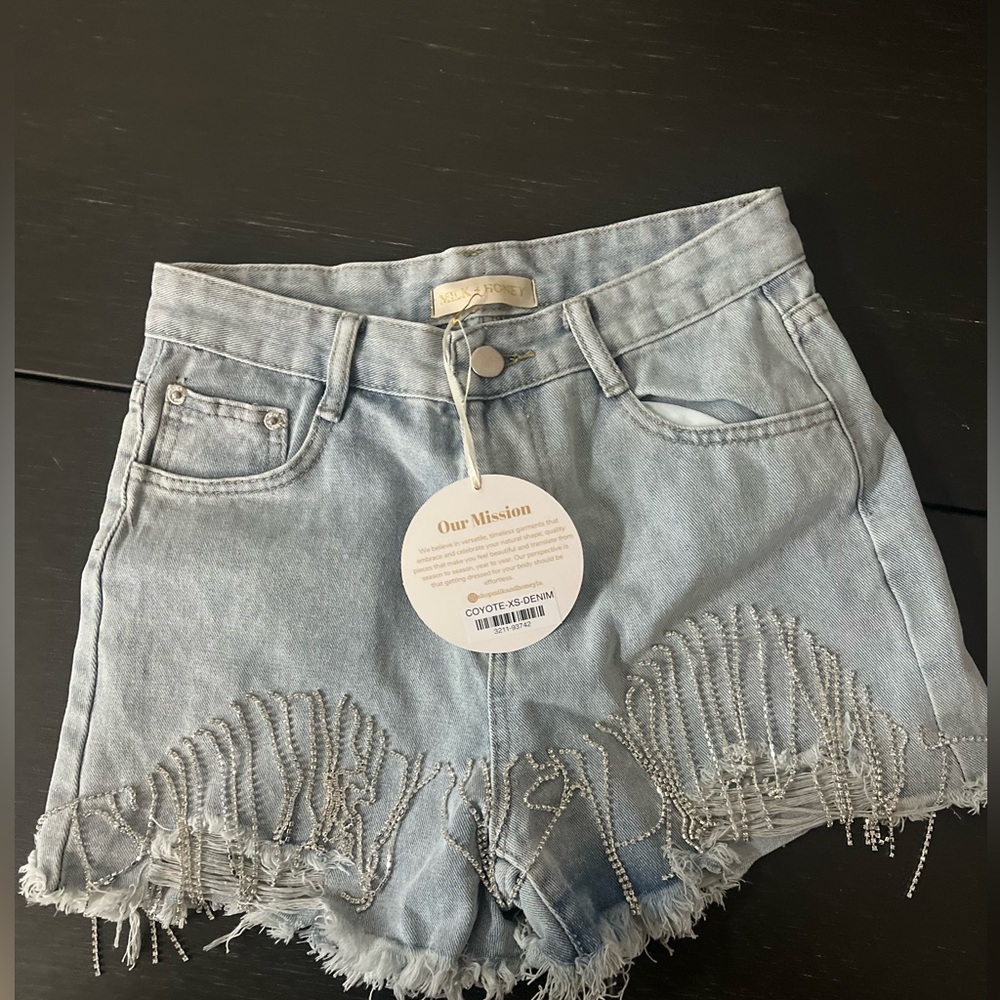 Rhinestone denim shorts